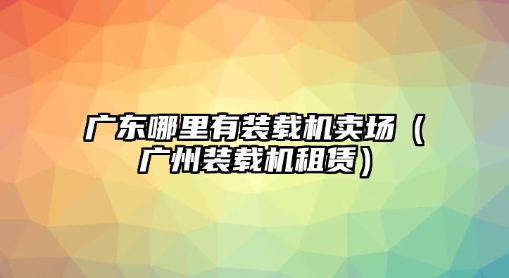 廣東哪里有裝載機賣場（廣州裝載機租賃）