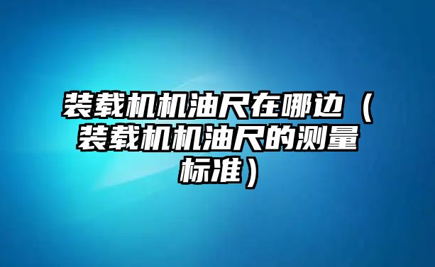 裝載機機油尺在哪邊（裝載機機油尺的測量標準）