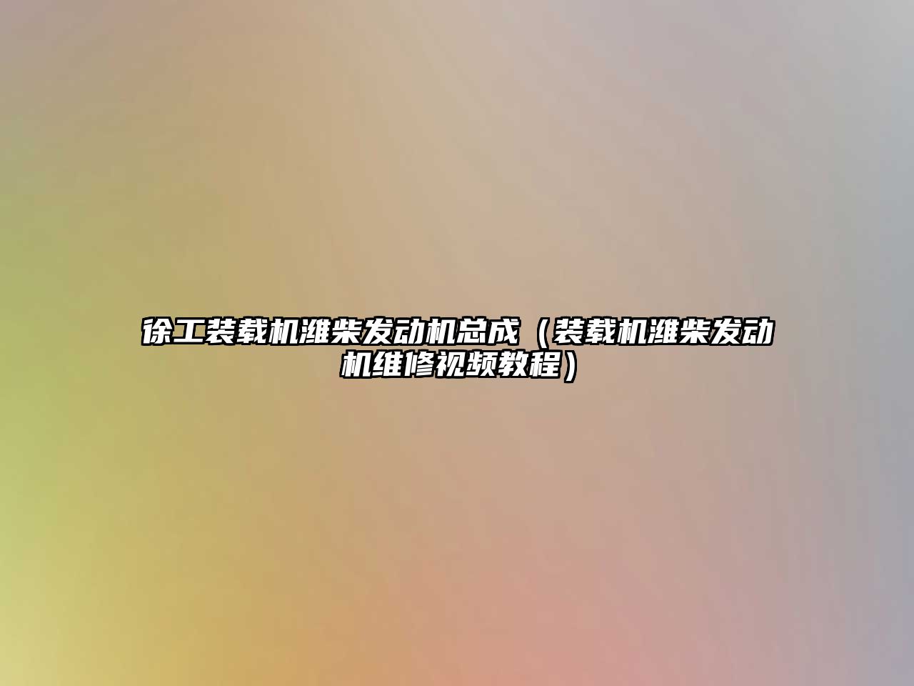 徐工裝載機濰柴發動機總成（裝載機濰柴發動機維修視頻教程）