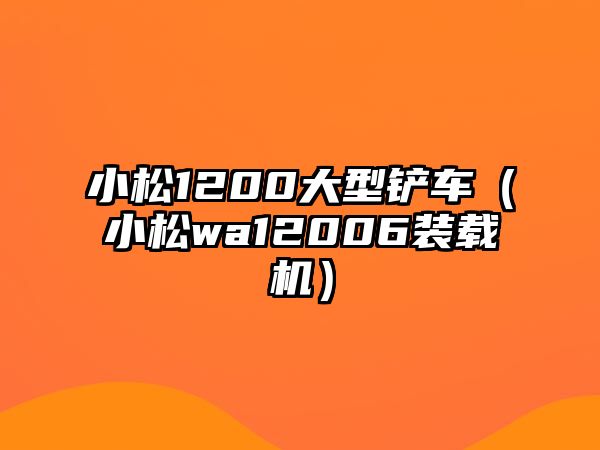 小松1200大型鏟車（小松wa12006裝載機）