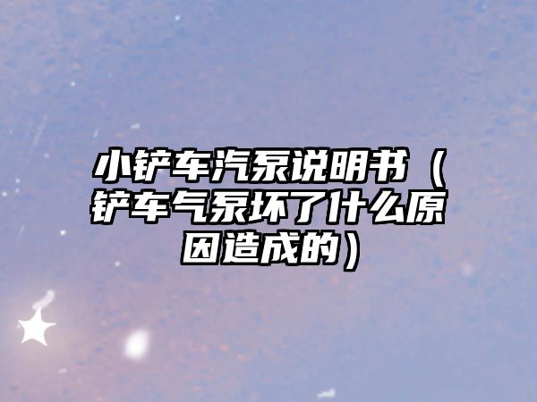 小鏟車汽泵說明書（鏟車氣泵壞了什么原因造成的）