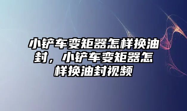 小鏟車變矩器怎樣換油封，小鏟車變矩器怎樣換油封視頻