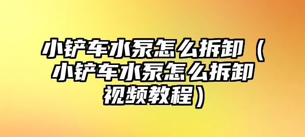 小鏟車水泵怎么拆卸（小鏟車水泵怎么拆卸視頻教程）