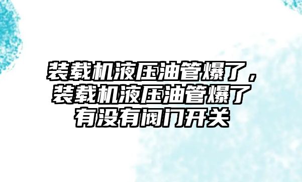 裝載機(jī)液壓油管爆了，裝載機(jī)液壓油管爆了有沒有閥門開關(guān)