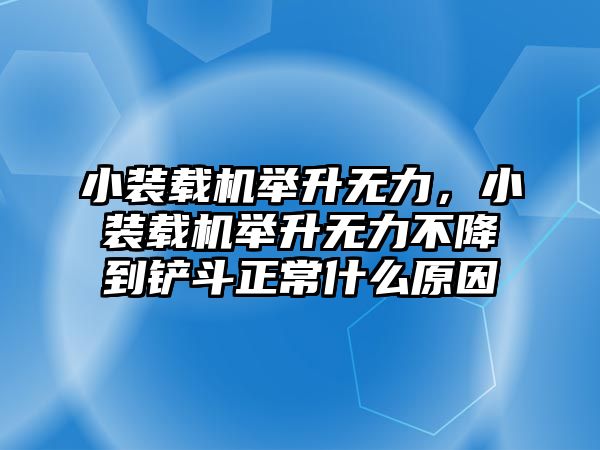 小裝載機舉升無力，小裝載機舉升無力不降到鏟斗正常什么原因