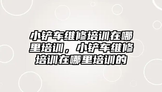 小鏟車維修培訓在哪里培訓，小鏟車維修培訓在哪里培訓的