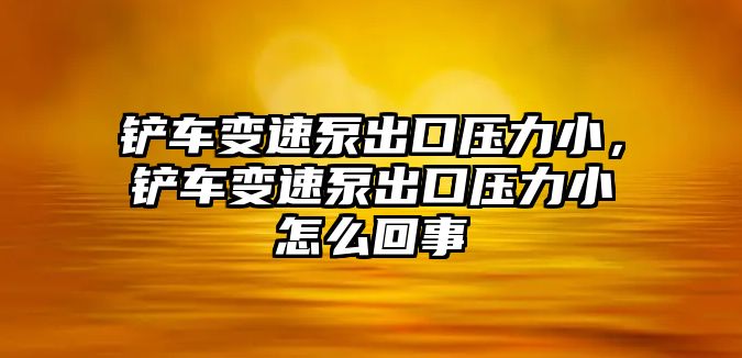 鏟車變速泵出口壓力小，鏟車變速泵出口壓力小怎么回事