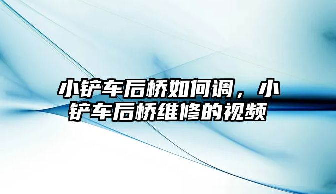 小鏟車后橋如何調，小鏟車后橋維修的視頻