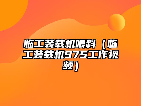 臨工裝載機喂料（臨工裝載機975工作視頻）