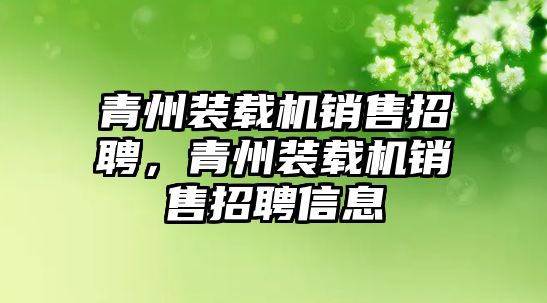 青州裝載機銷售招聘，青州裝載機銷售招聘信息