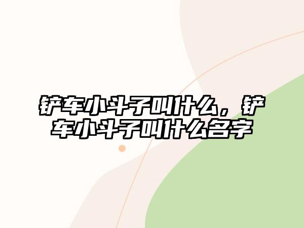 鏟車小斗子叫什么，鏟車小斗子叫什么名字