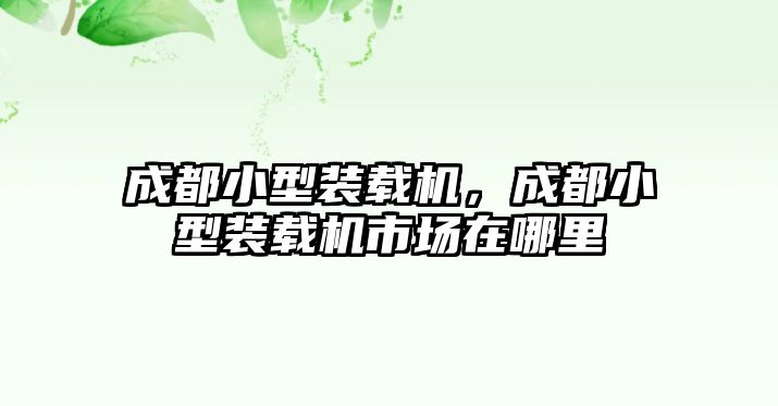 成都小型裝載機，成都小型裝載機市場在哪里