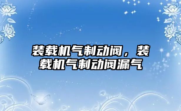 裝載機氣制動閥，裝載機氣制動閥漏氣