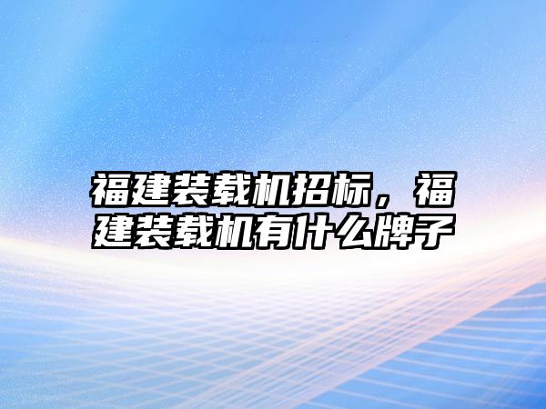 福建裝載機招標，福建裝載機有什么牌子