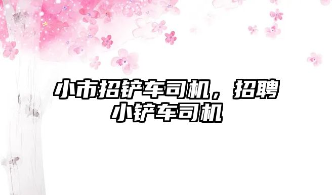 小市招鏟車司機，招聘小鏟車司機