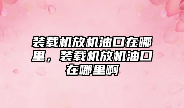 裝載機放機油口在哪里，裝載機放機油口在哪里啊