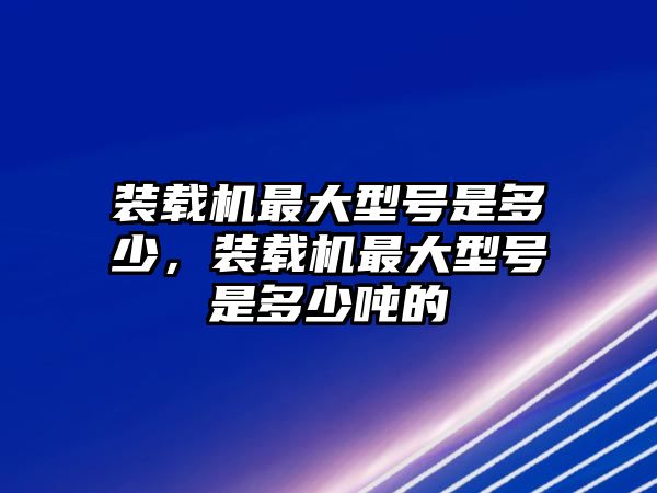 裝載機最大型號是多少，裝載機最大型號是多少噸的