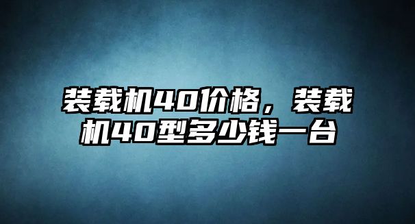 裝載機40價格，裝載機40型多少錢一臺