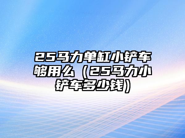 25馬力單缸小鏟車夠用么（25馬力小鏟車多少錢）