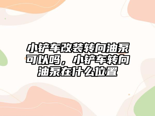 小鏟車改裝轉向油泵可以嗎，小鏟車轉向油泵在什么位置