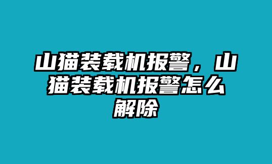 山貓裝載機報警，山貓裝載機報警怎么解除