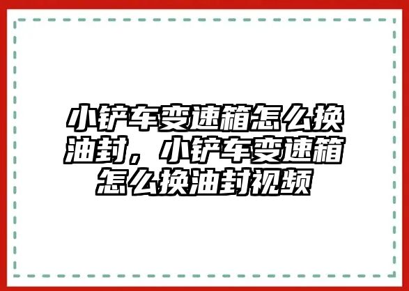 小鏟車變速箱怎么換油封，小鏟車變速箱怎么換油封視頻