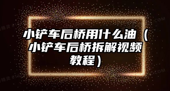 小鏟車后橋用什么油（小鏟車后橋拆解視頻教程）