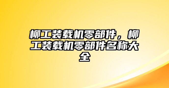 柳工裝載機零部件，柳工裝載機零部件名稱大全