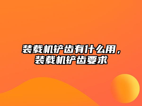 裝載機鏟齒有什么用，裝載機鏟齒要求