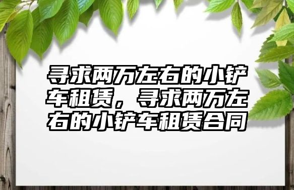 尋求兩萬左右的小鏟車租賃，尋求兩萬左右的小鏟車租賃合同