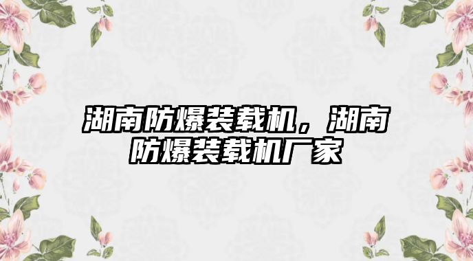 湖南防爆裝載機，湖南防爆裝載機廠家