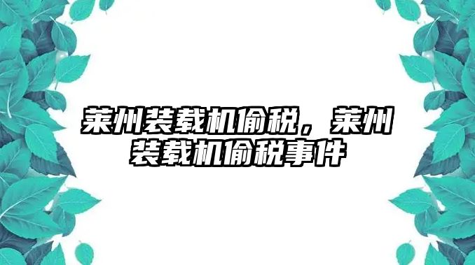 萊州裝載機偷稅，萊州裝載機偷稅事件