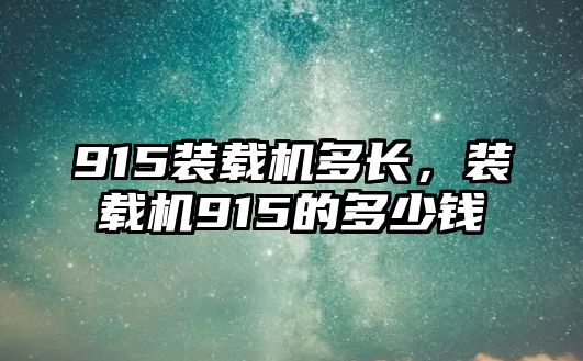 915裝載機多長，裝載機915的多少錢