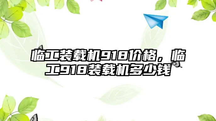 臨工裝載機918價格，臨工918裝載機多少錢