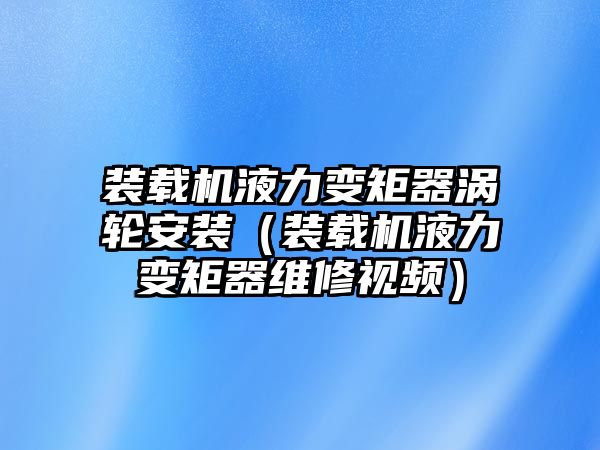 裝載機液力變矩器渦輪安裝（裝載機液力變矩器維修視頻）