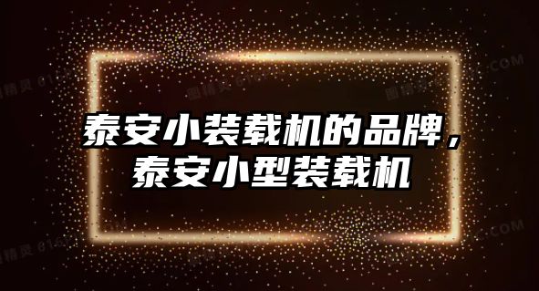 泰安小裝載機的品牌，泰安小型裝載機