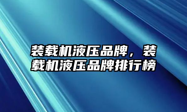 裝載機液壓品牌，裝載機液壓品牌排行榜