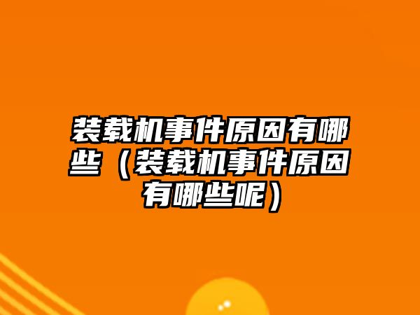 裝載機(jī)事件原因有哪些（裝載機(jī)事件原因有哪些呢）