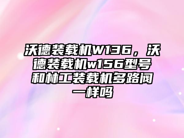 沃德裝載機W136，沃德裝載機w156型號和林工裝載機多路閥一樣嗎