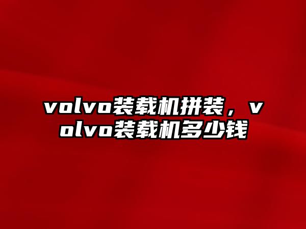 volvo裝載機拼裝，volvo裝載機多少錢