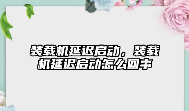 裝載機延遲啟動，裝載機延遲啟動怎么回事