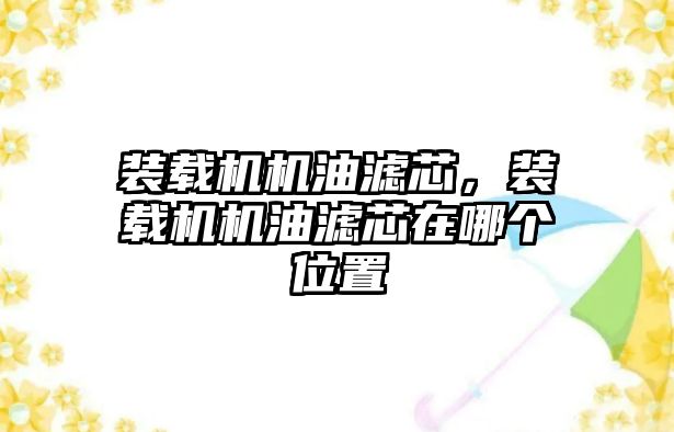 裝載機機油濾芯，裝載機機油濾芯在哪個位置