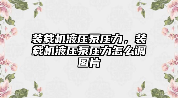 裝載機液壓泵壓力，裝載機液壓泵壓力怎么調圖片