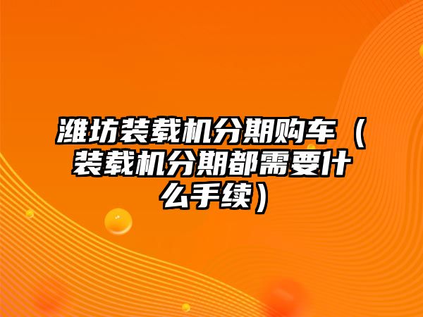 濰坊裝載機分期購車（裝載機分期都需要什么手續）