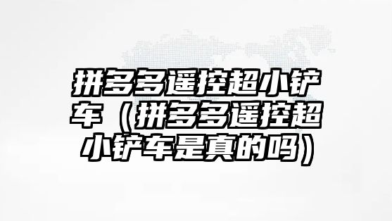 拼多多遙控超小鏟車（拼多多遙控超小鏟車是真的嗎）