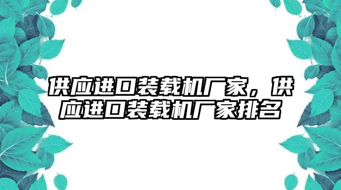 供應進口裝載機廠家，供應進口裝載機廠家排名