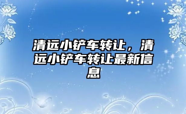 清遠小鏟車轉讓，清遠小鏟車轉讓最新信息