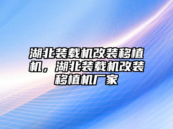 湖北裝載機改裝移植機，湖北裝載機改裝移植機廠家