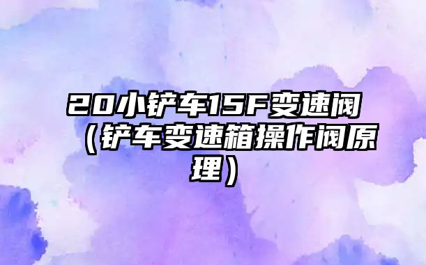 20小鏟車15F變速閥（鏟車變速箱操作閥原理）