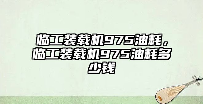 臨工裝載機975油耗，臨工裝載機975油耗多少錢